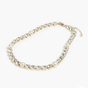 J. Crew Crystal and Pearl Statement Necklace NWT